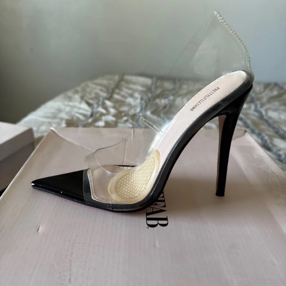 PrettyLittleThing Black and Clear Heels